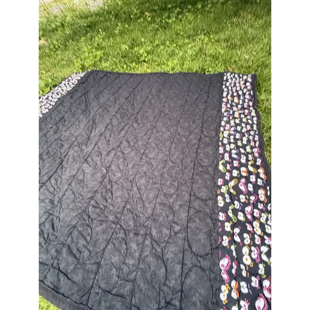 Handmade Quilt Halloween Candy Corn Front -Black Back W Bats 50” Cute!